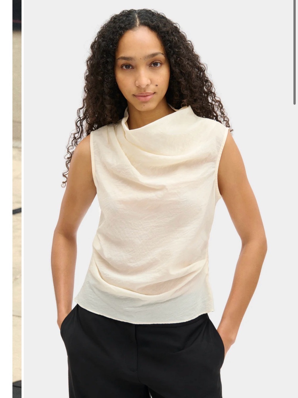 Aligne DANA SEMI-SHEER DRAPED TOP- Cream